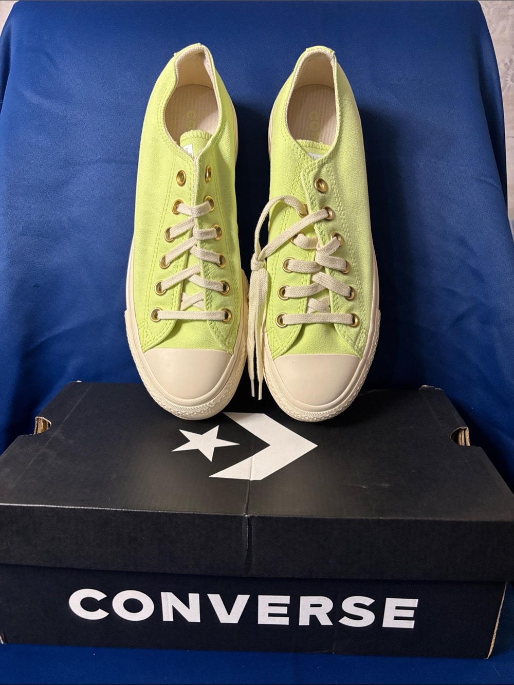 Converse Low Top Sneakers in Neon Lime and Cream
